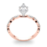 Brilliant Sidestone Marquise Diamond Engagement Ring in 10K/14K gold and platinum with certified lab-grown or natural diamonds