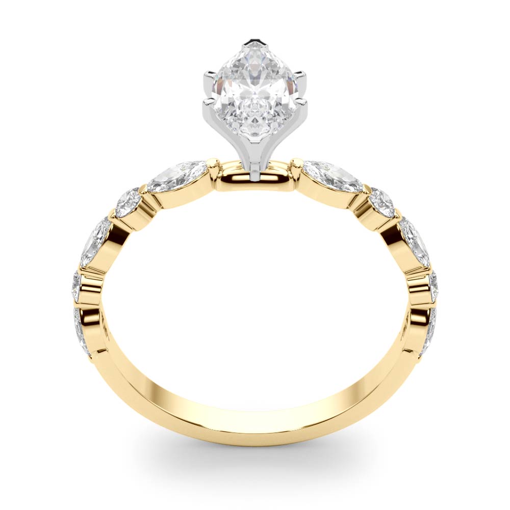 Brilliant Sidestone Marquise Diamond Engagement Ring in 10K/14K gold and platinum with certified lab-grown or natural diamonds