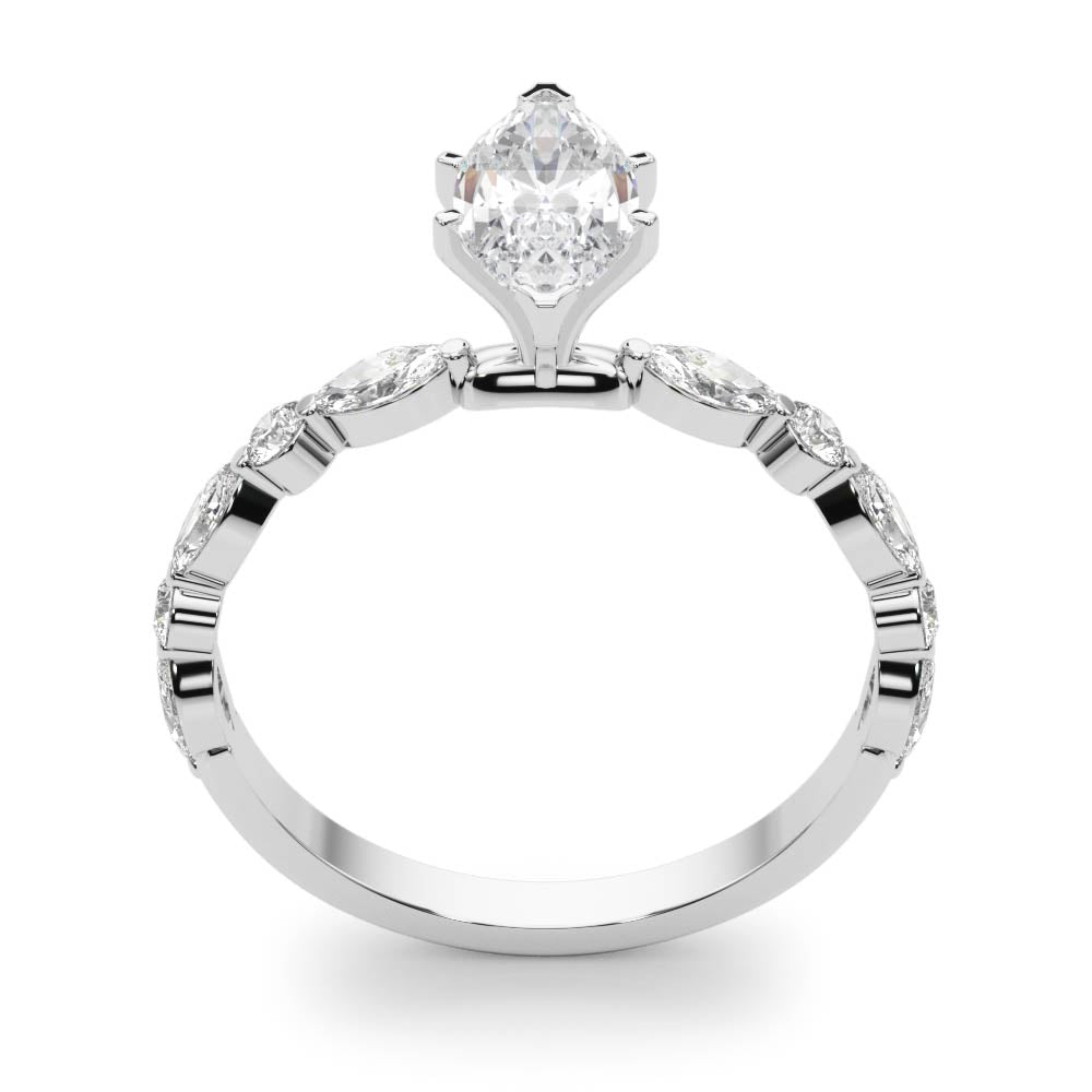 Brilliant Sidestone Marquise Diamond Engagement Ring in 10K/14K gold and platinum with certified lab-grown or natural diamonds