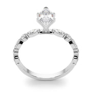 Brilliant Sidestone Marquise Diamond Engagement Ring in 10K/14K gold and platinum with certified lab-grown or natural diamonds
