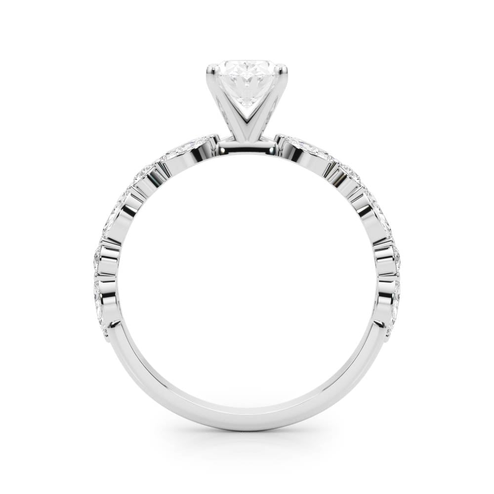 Brilliant Sidestone Marquise Diamond Engagement Ring in 10K/14K gold and platinum with certified lab-grown or natural diamonds