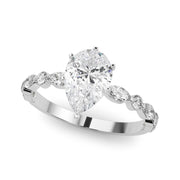 Brilliant Sidestone Marquise Diamond Engagement Ring in 10K/14K gold and platinum with certified lab-grown or natural diamonds