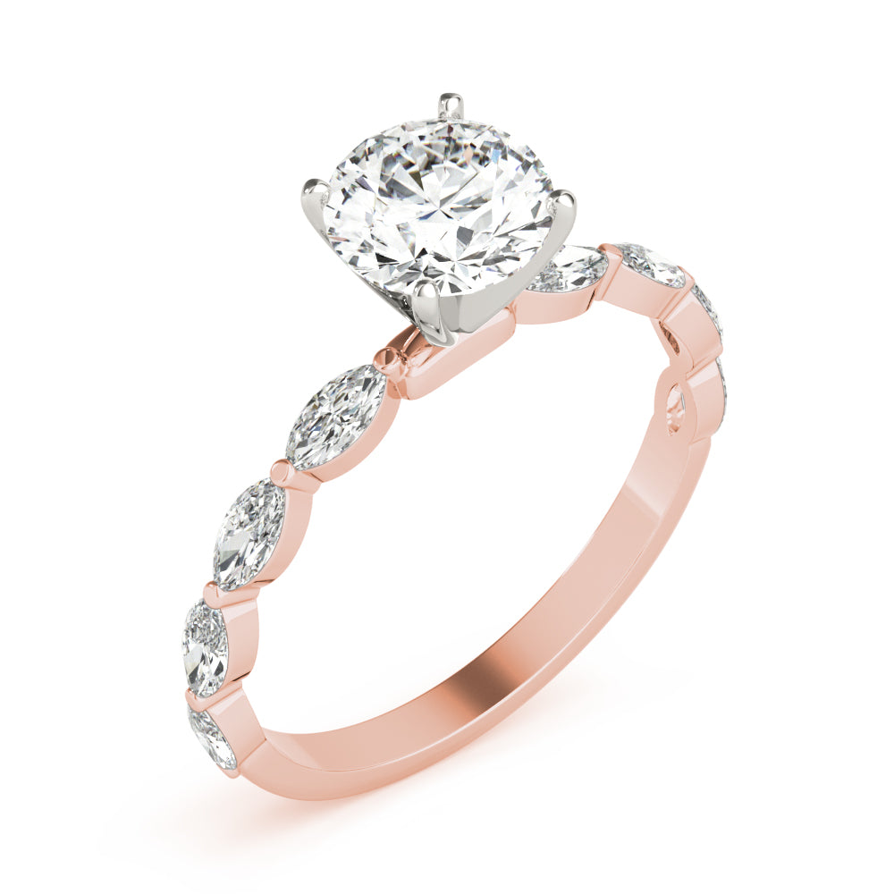 Majestic Sidestone Marquise Diamond Engagement Ring in 10K/14K gold and platinum with certified lab-grown or natural diamonds