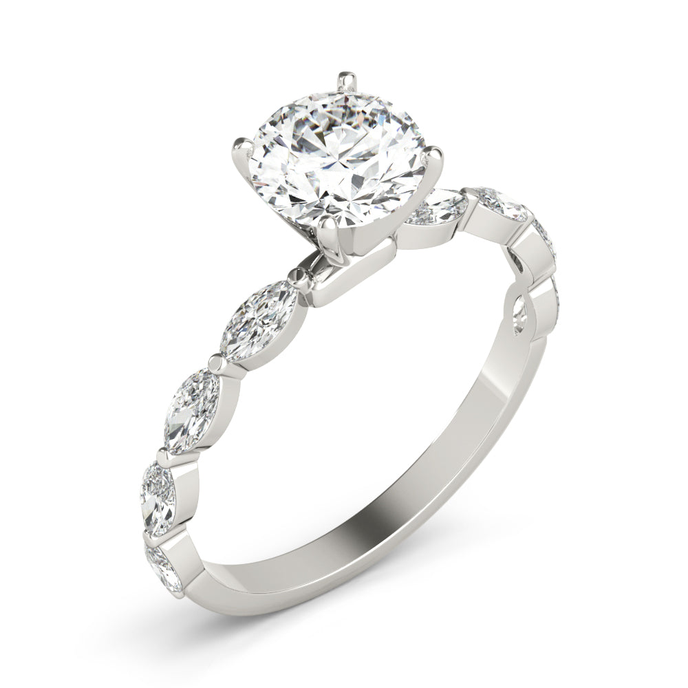 Majestic Sidestone Marquise Diamond Engagement Ring in 10K/14K gold and platinum with certified lab-grown or natural diamonds
