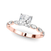 Majestic Sidestone Marquise Diamond Engagement Ring in 10K/14K gold and platinum with certified lab-grown or natural diamonds