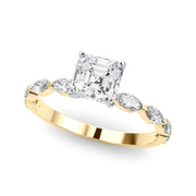 Majestic Sidestone Marquise Diamond Engagement Ring in 10K/14K gold and platinum with certified lab-grown or natural diamonds