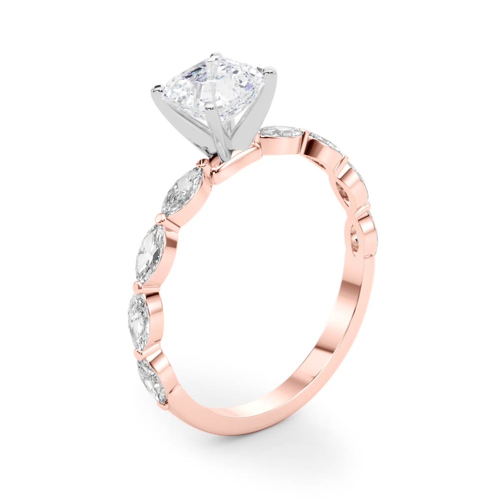Majestic Sidestone Marquise Diamond Engagement Ring in 10K/14K gold and platinum with certified lab-grown or natural diamonds