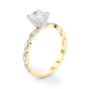 Majestic Sidestone Marquise Diamond Engagement Ring in 10K/14K gold and platinum with certified lab-grown or natural diamonds