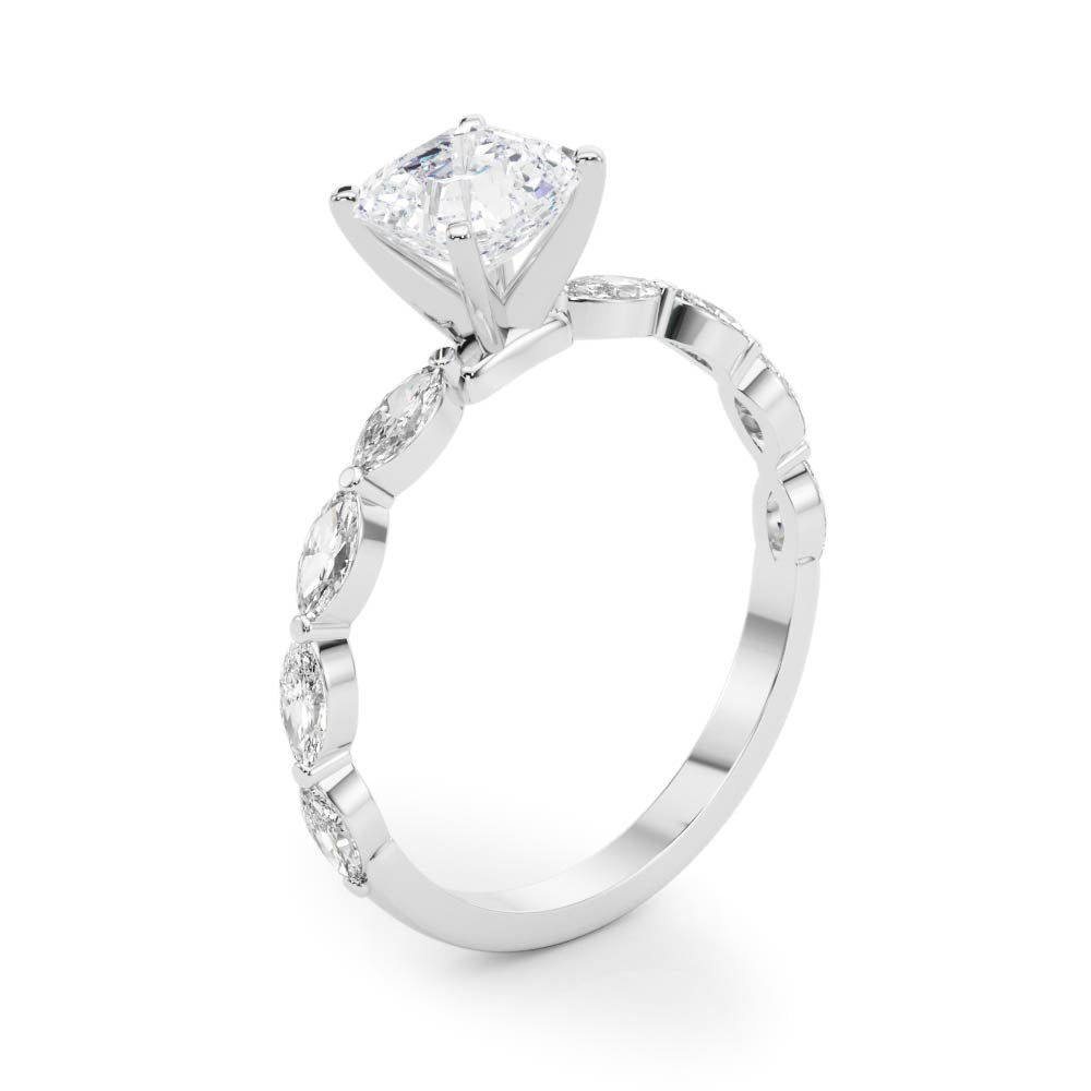 Majestic Sidestone Marquise Diamond Engagement Ring in 10K/14K gold and platinum with certified lab-grown or natural diamonds