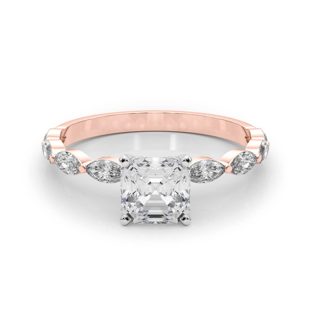 Majestic Sidestone Marquise Diamond Engagement Ring in 10K/14K gold and platinum with certified lab-grown or natural diamonds