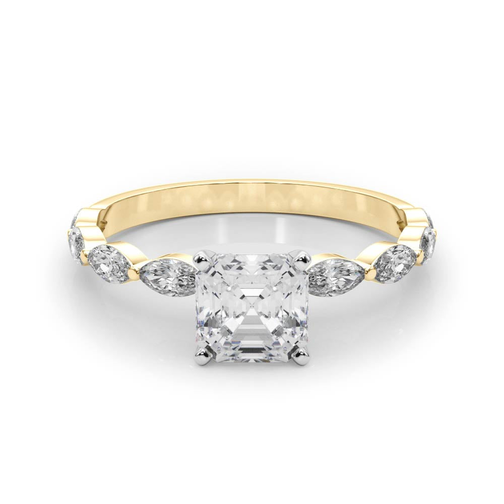 Majestic Sidestone Marquise Diamond Engagement Ring in 10K/14K gold and platinum with certified lab-grown or natural diamonds