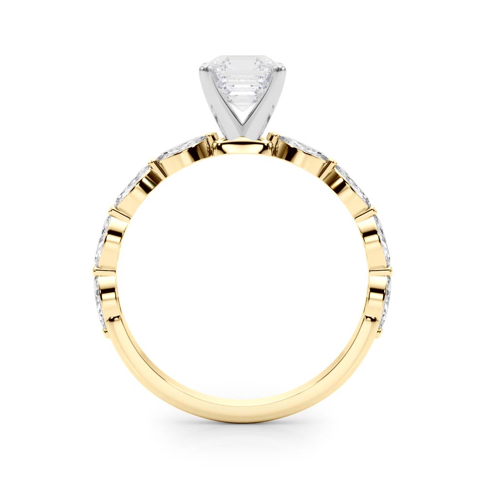 Majestic Sidestone Marquise Diamond Engagement Ring in 10K/14K gold and platinum with certified lab-grown or natural diamonds