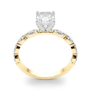 Majestic Sidestone Marquise Diamond Engagement Ring in 10K/14K gold and platinum with certified lab-grown or natural diamonds