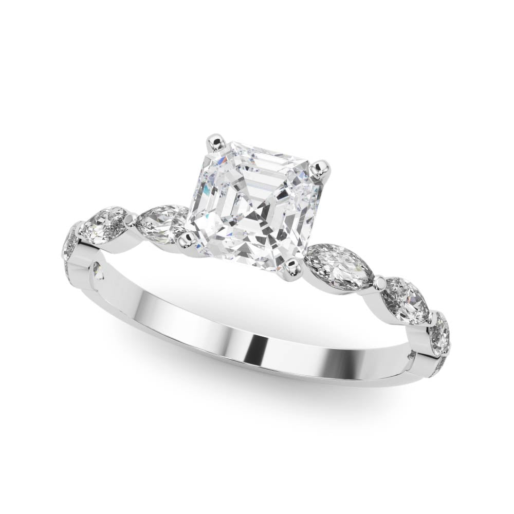 Majestic Sidestone Marquise Diamond Engagement Ring in 10K/14K gold and platinum with certified lab-grown or natural diamonds