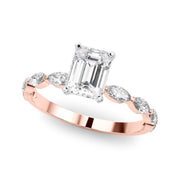 Majestic Sidestone Marquise Diamond Engagement Ring in 10K/14K gold and platinum with certified lab-grown or natural diamonds