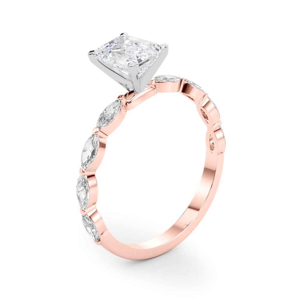 Majestic Sidestone Marquise Diamond Engagement Ring in 10K/14K gold and platinum with certified lab-grown or natural diamonds