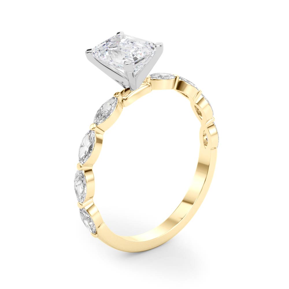 Majestic Sidestone Marquise Diamond Engagement Ring in 10K/14K gold and platinum with certified lab-grown or natural diamonds