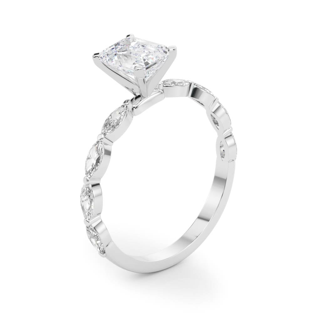 Majestic Sidestone Marquise Diamond Engagement Ring in 10K/14K gold and platinum with certified lab-grown or natural diamonds