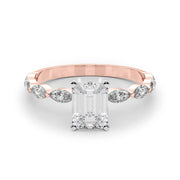 Majestic Sidestone Marquise Diamond Engagement Ring in 10K/14K gold and platinum with certified lab-grown or natural diamonds