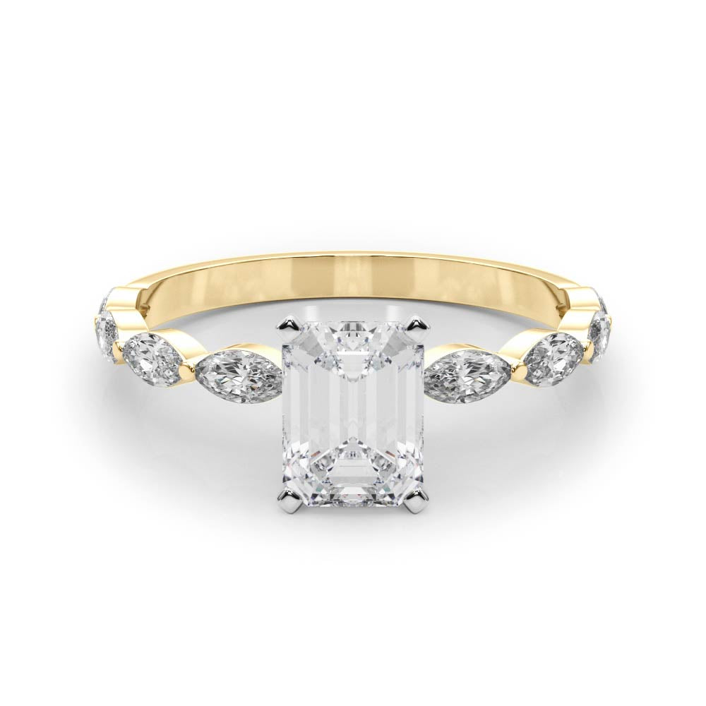 Majestic Sidestone Marquise Diamond Engagement Ring in 10K/14K gold and platinum with certified lab-grown or natural diamonds