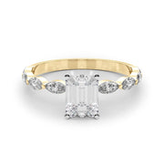 Majestic Sidestone Marquise Diamond Engagement Ring in 10K/14K gold and platinum with certified lab-grown or natural diamonds