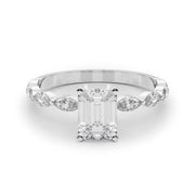 Majestic Sidestone Marquise Diamond Engagement Ring in 10K/14K gold and platinum with certified lab-grown or natural diamonds