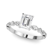 Majestic Sidestone Marquise Diamond Engagement Ring in 10K/14K gold and platinum with certified lab-grown or natural diamonds