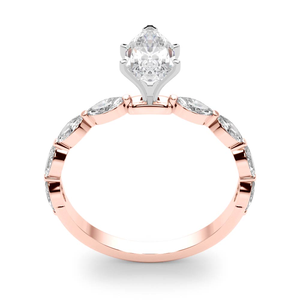 Majestic Sidestone Marquise Diamond Engagement Ring in 10K/14K gold and platinum with certified lab-grown or natural diamonds
