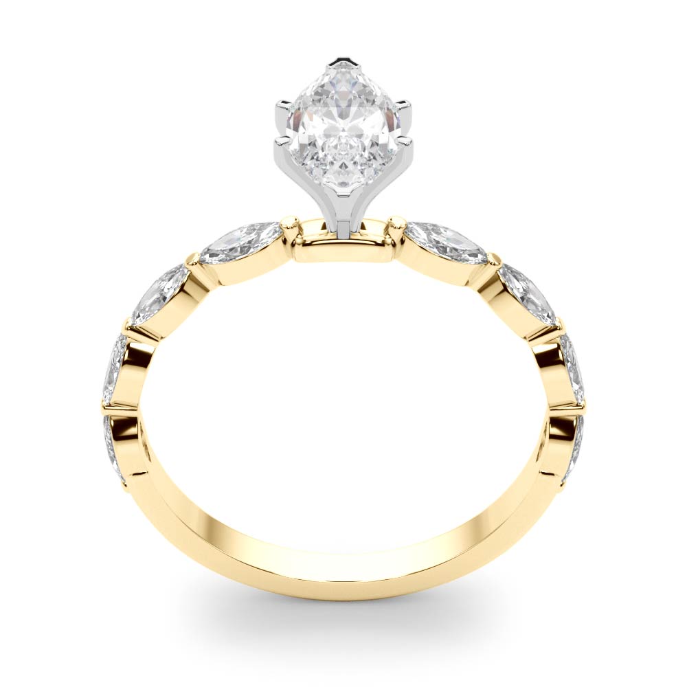 Majestic Sidestone Marquise Diamond Engagement Ring in 10K/14K gold and platinum with certified lab-grown or natural diamonds