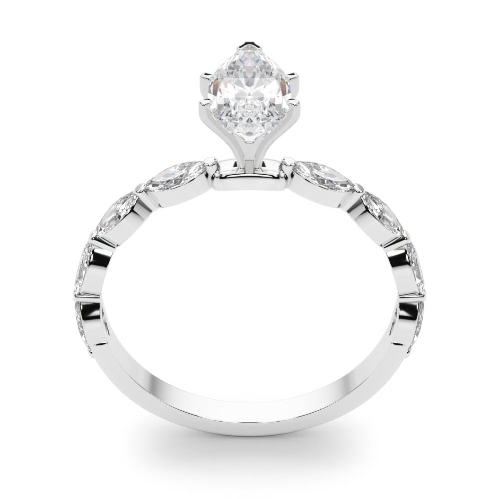 Majestic Sidestone Marquise Diamond Engagement Ring in 10K/14K gold and platinum with certified lab-grown or natural diamonds
