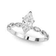 Majestic Sidestone Marquise Diamond Engagement Ring in 10K/14K gold and platinum with certified lab-grown or natural diamonds
