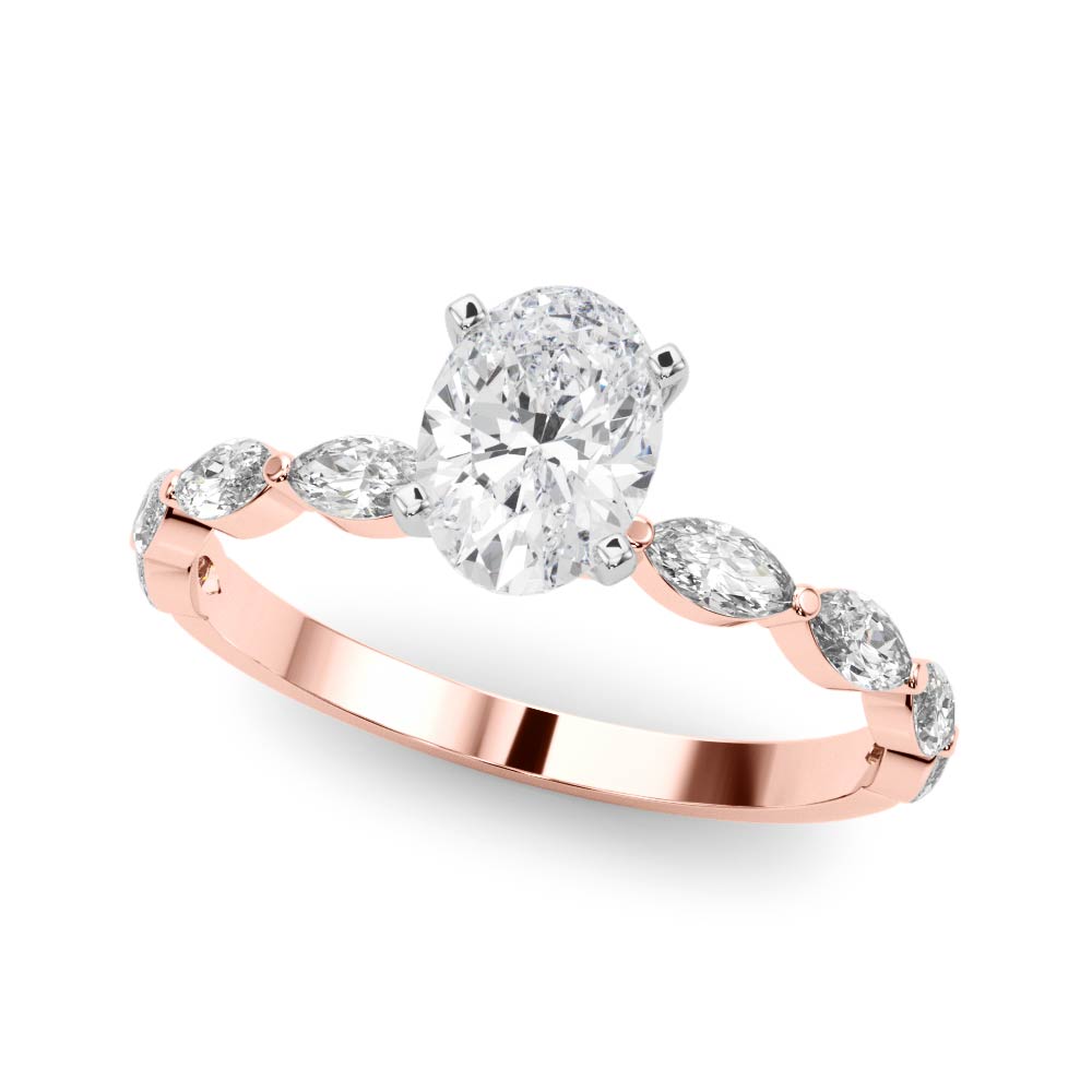 Majestic Sidestone Marquise Diamond Engagement Ring in 10K/14K gold and platinum with certified lab-grown or natural diamonds
