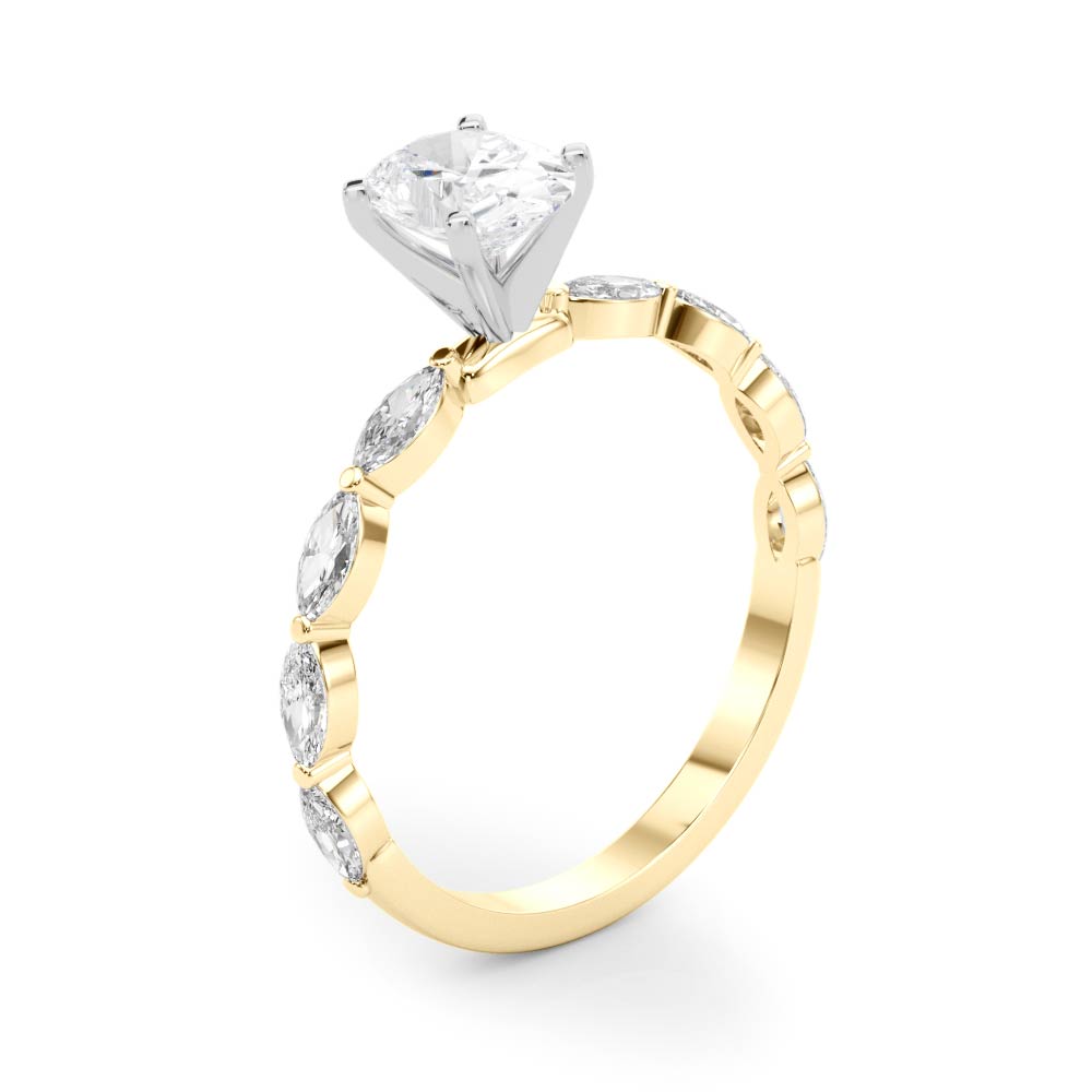 Majestic Sidestone Marquise Diamond Engagement Ring in 10K/14K gold and platinum with certified lab-grown or natural diamonds
