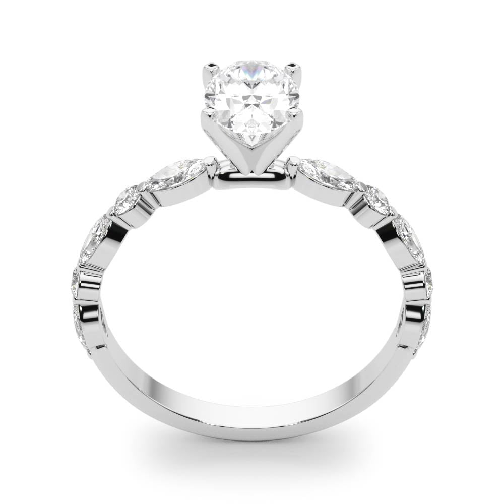 Majestic Sidestone Marquise Diamond Engagement Ring in 10K/14K gold and platinum with certified lab-grown or natural diamonds