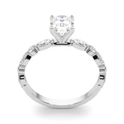 Majestic Sidestone Marquise Diamond Engagement Ring in 10K/14K gold and platinum with certified lab-grown or natural diamonds