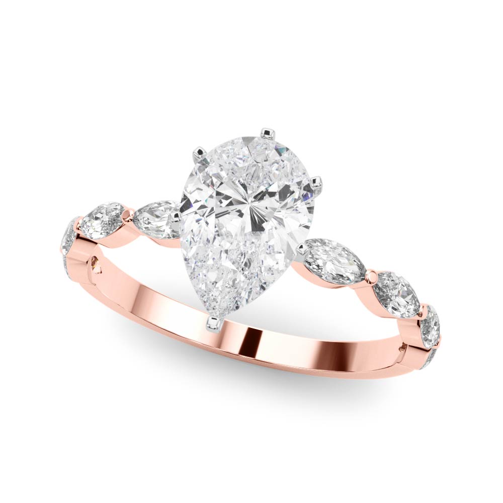 Majestic Sidestone Marquise Diamond Engagement Ring in 10K/14K gold and platinum with certified lab-grown or natural diamonds