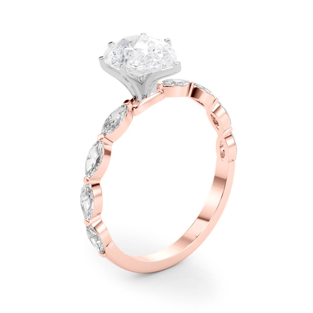 Majestic Sidestone Marquise Diamond Engagement Ring in 10K/14K gold and platinum with certified lab-grown or natural diamonds