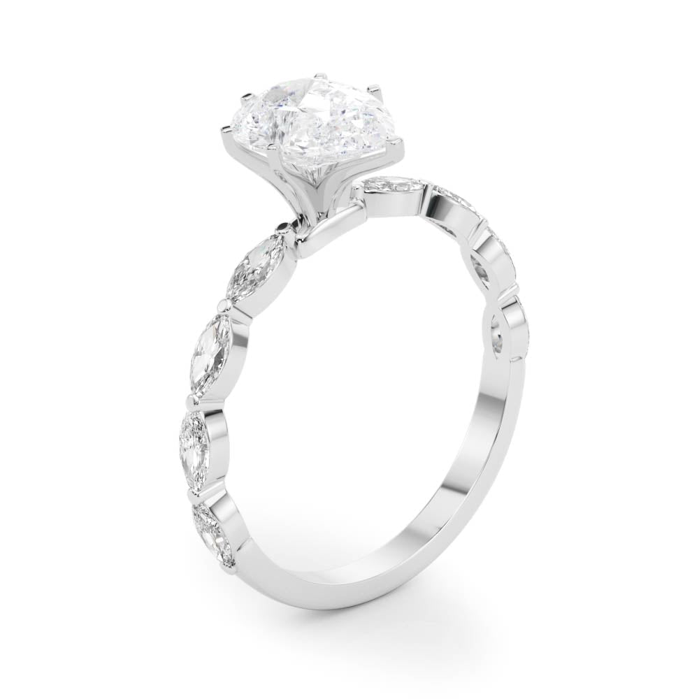 Majestic Sidestone Marquise Diamond Engagement Ring in 10K/14K gold and platinum with certified lab-grown or natural diamonds