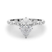 Majestic Sidestone Marquise Diamond Engagement Ring in 10K/14K gold and platinum with certified lab-grown or natural diamonds