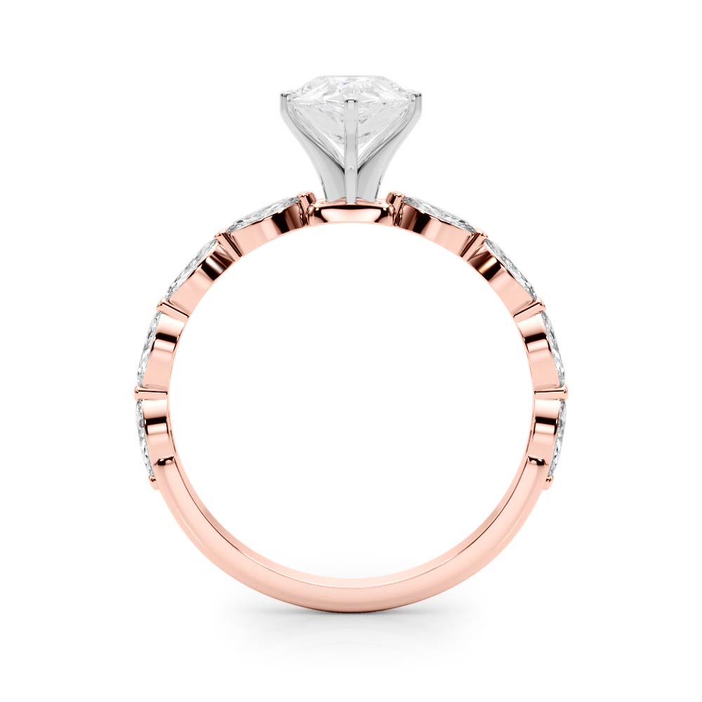 Majestic Sidestone Marquise Diamond Engagement Ring in 10K/14K gold and platinum with certified lab-grown or natural diamonds