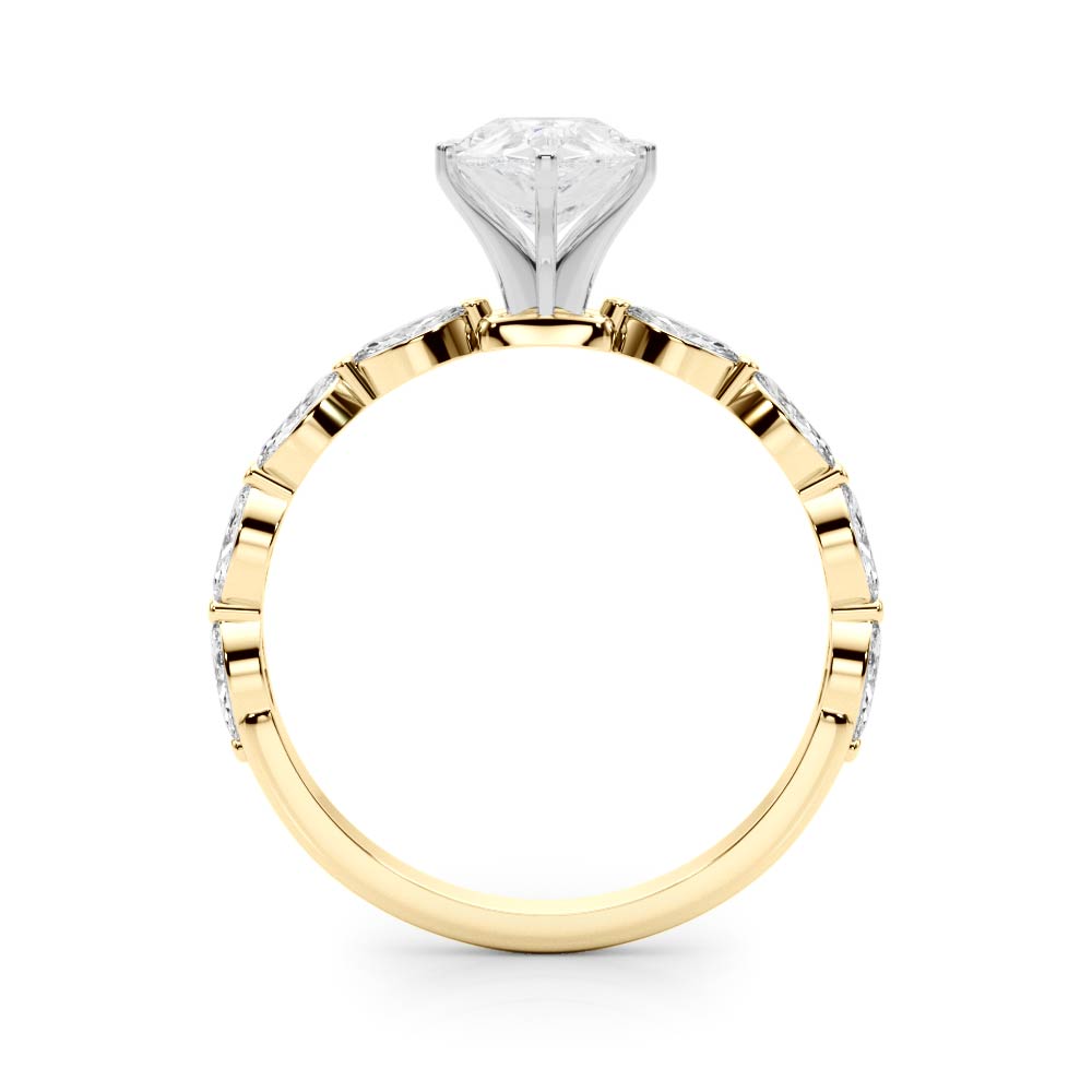 Majestic Sidestone Marquise Diamond Engagement Ring in 10K/14K gold and platinum with certified lab-grown or natural diamonds