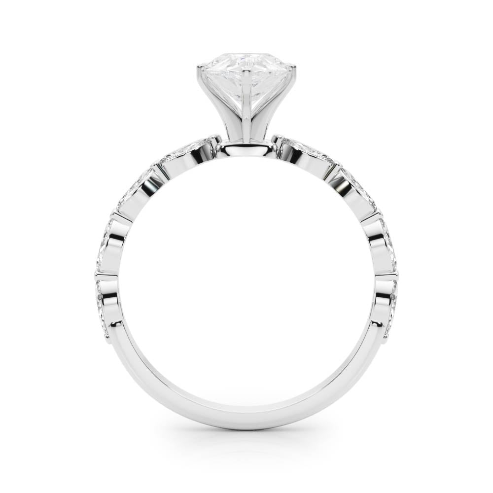 Majestic Sidestone Marquise Diamond Engagement Ring in 10K/14K gold and platinum with certified lab-grown or natural diamonds