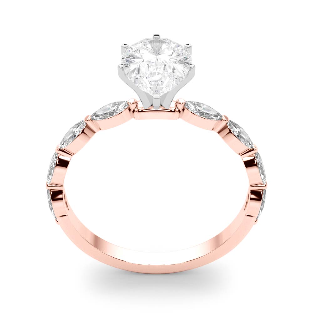 Majestic Sidestone Marquise Diamond Engagement Ring in 10K/14K gold and platinum with certified lab-grown or natural diamonds