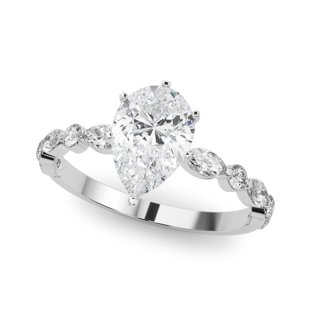 Majestic Sidestone Marquise Diamond Engagement Ring in 10K/14K gold and platinum with certified lab-grown or natural diamonds