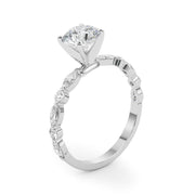 Majestic Sidestone Marquise Diamond Engagement Ring in 10K/14K gold and platinum with certified lab-grown or natural diamonds