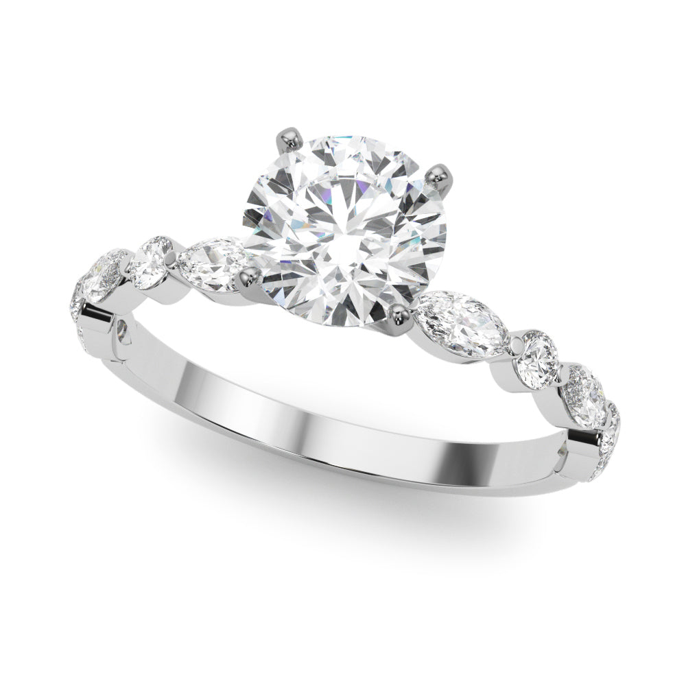 Majestic Sidestone Marquise Diamond Engagement Ring in 10K/14K gold and platinum with certified lab-grown or natural diamonds
