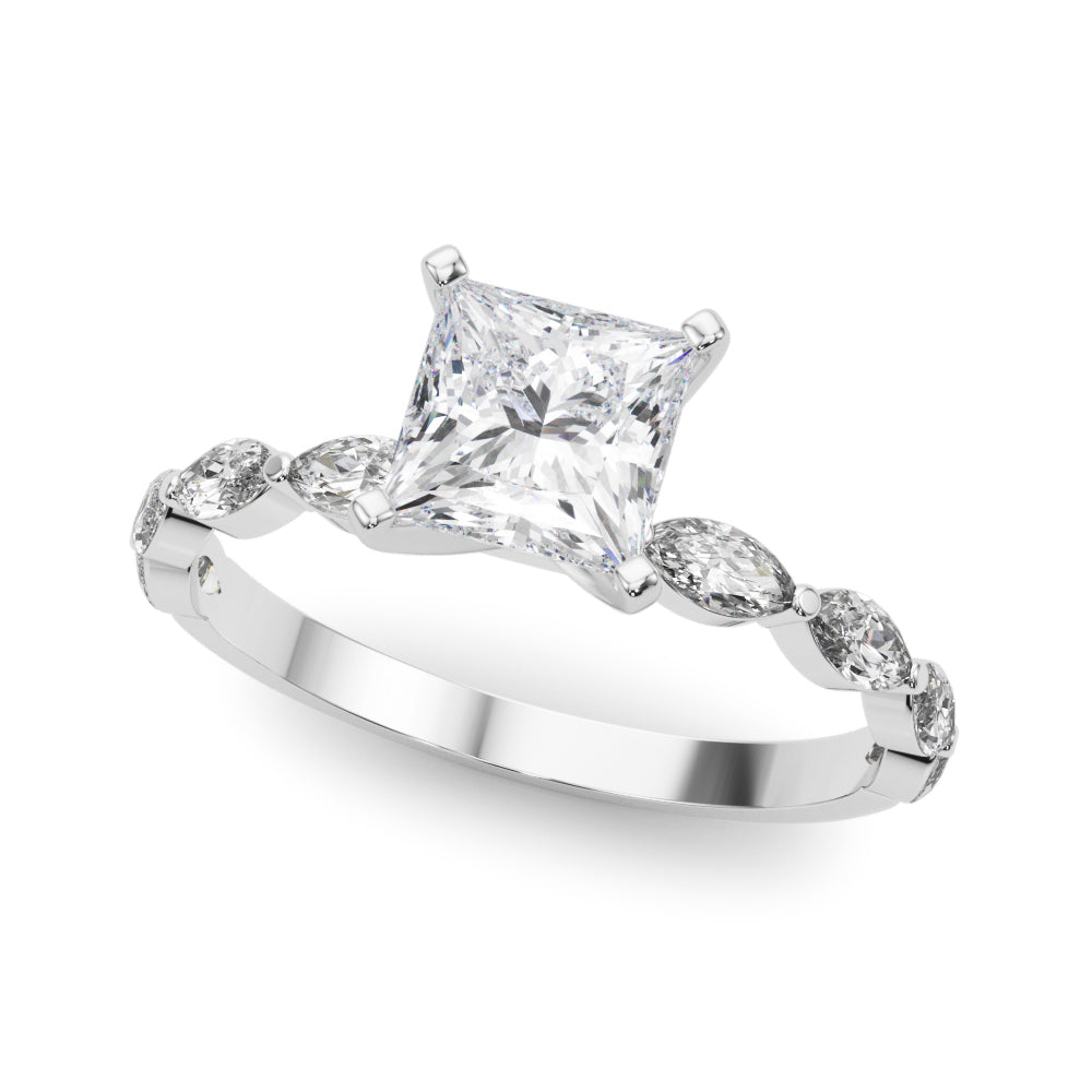 Majestic Sidestone Marquise Diamond Engagement Ring in 10K/14K gold and platinum with certified lab-grown or natural diamonds