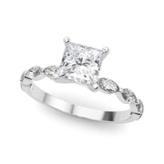 Majestic Sidestone Marquise Diamond Engagement Ring in 10K/14K gold and platinum with certified lab-grown or natural diamonds