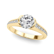 Vintage-Inspired Center Round Diamond Engagement Ring in 10K/14K gold and platinum with certified lab-grown or natural diamonds