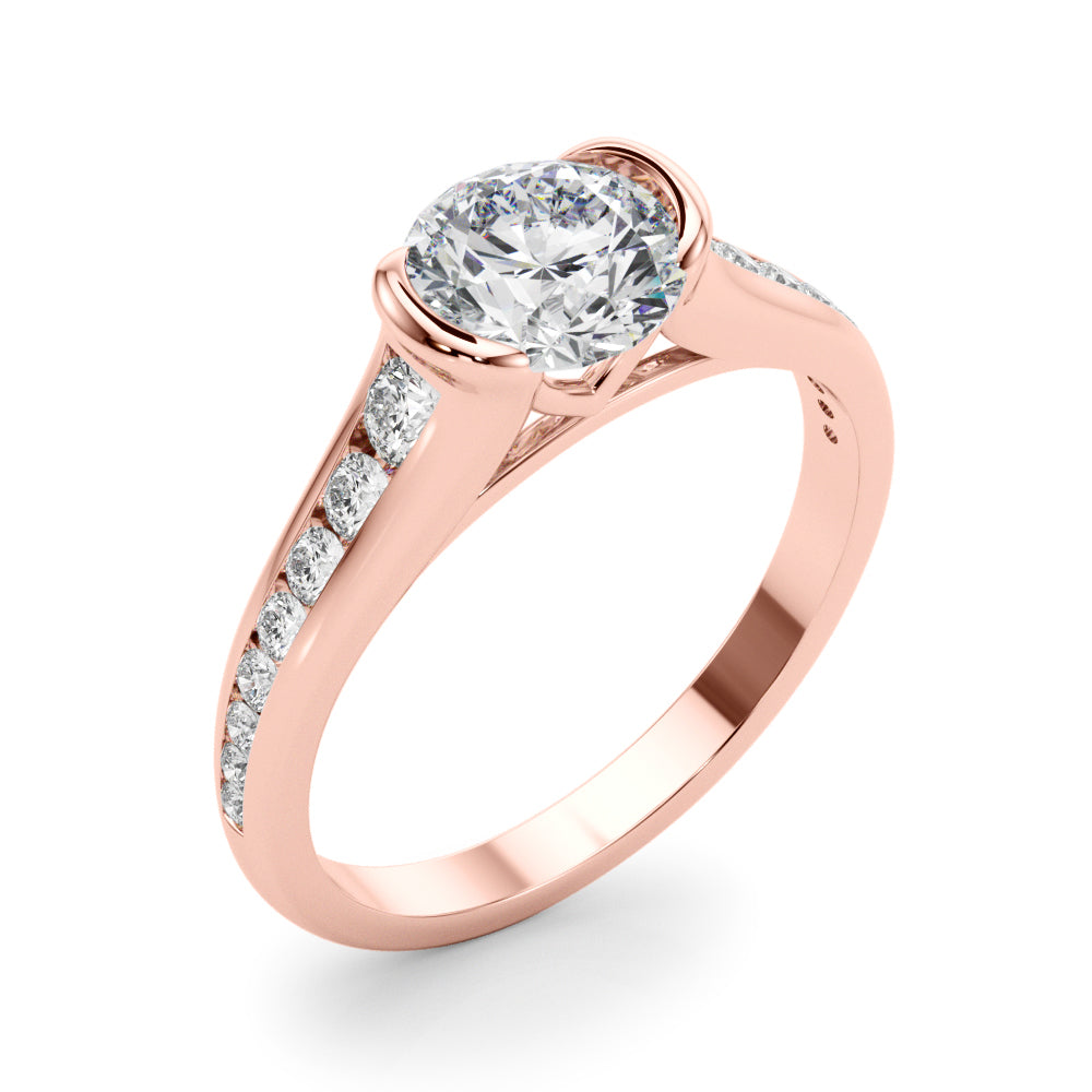 Vintage-Inspired Center Round Diamond Engagement Ring in 10K/14K gold and platinum with certified lab-grown or natural diamonds